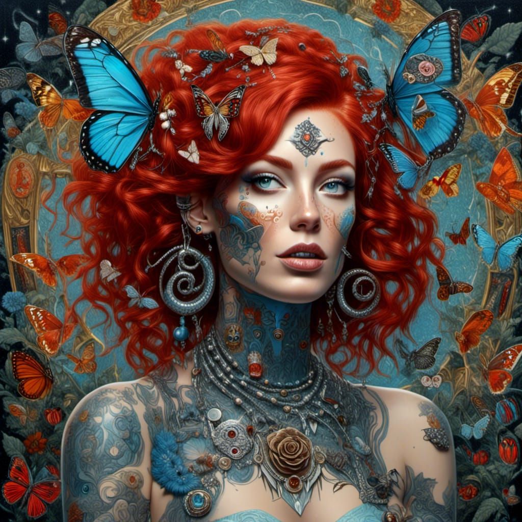 Sparkling Crystal Woman in Mixed Media Collage