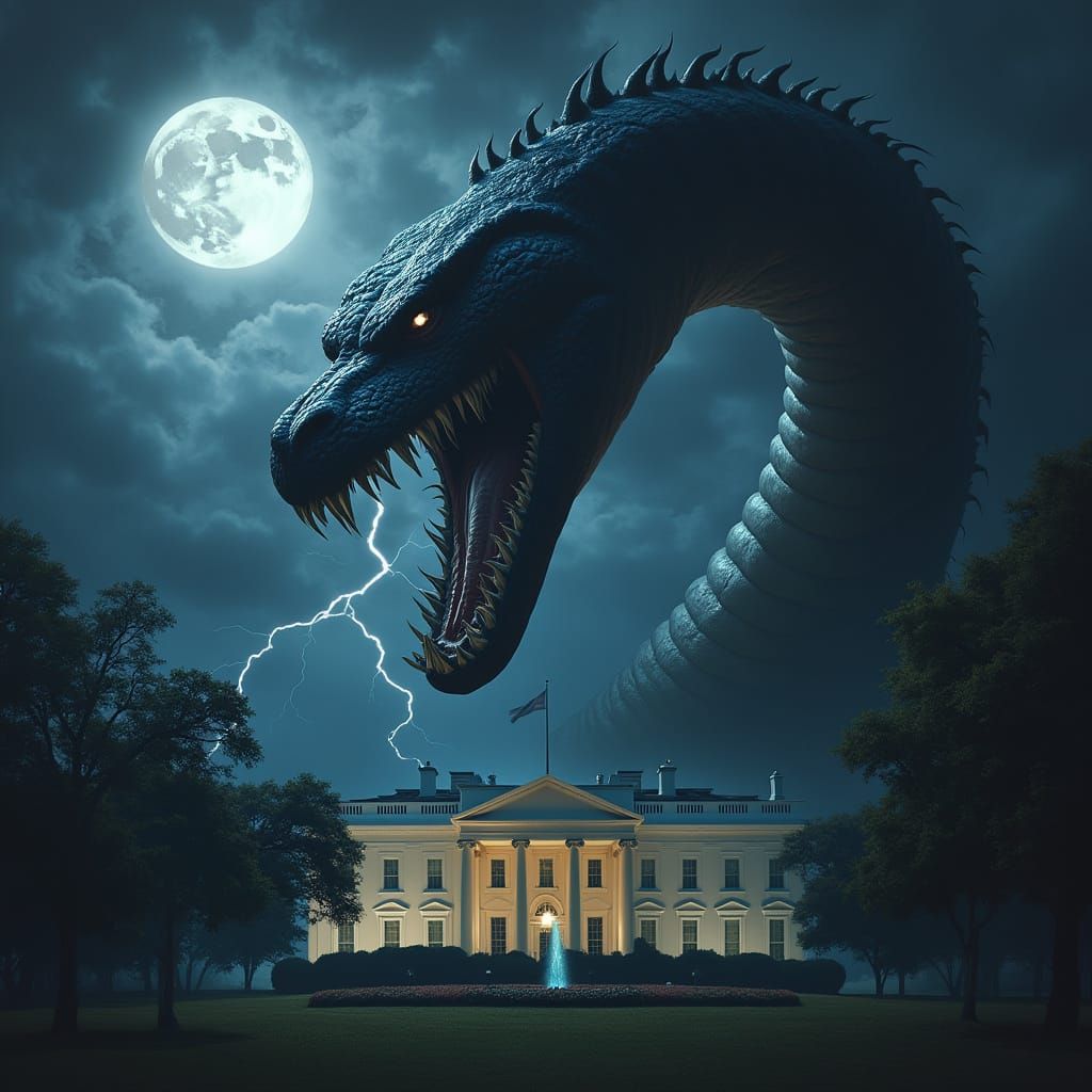 Surreal Serpent Devours People in Hyperrealistic Nightmare