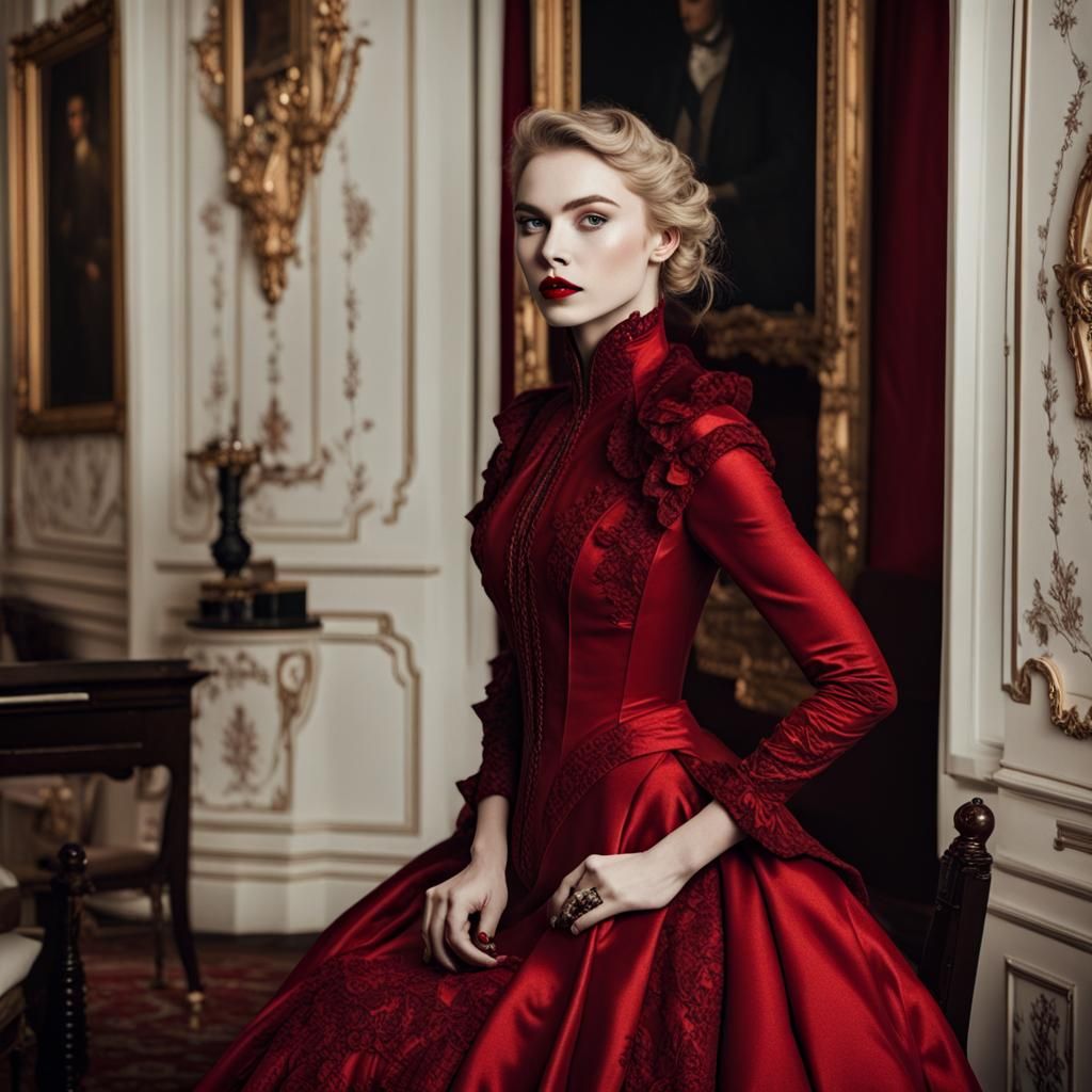 Gothic Aristocrat in Victorian Setting, Detailed Matte Paint...