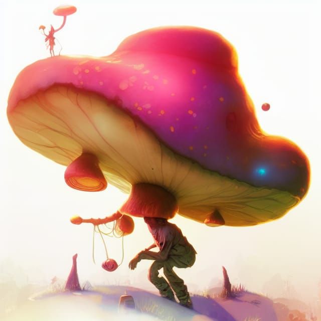 Cute Mushroom Man Photoillustration in DreamWorks Style