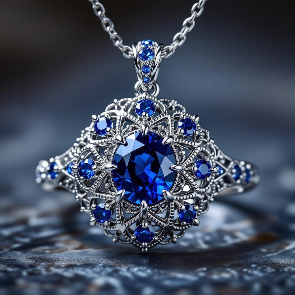 Ancient Silver & Sapphire Filigree Jewelry in Chiaroscuro
