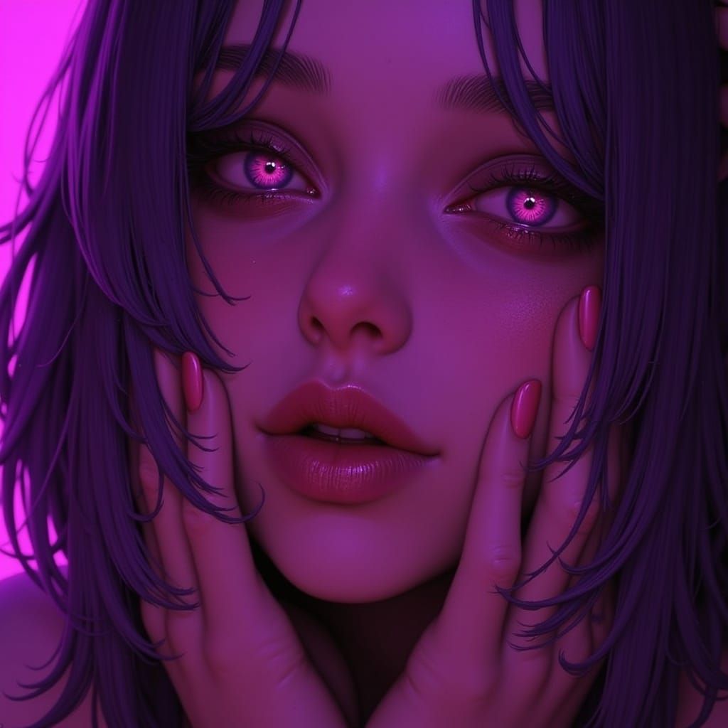 Ethereal Goddess in Plum-Hued Majesty