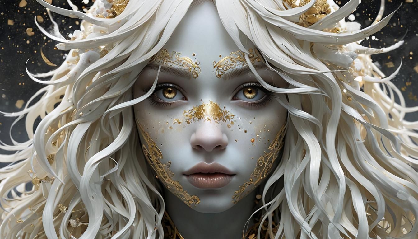 Surrealist Masterpiece: Snowy Yeti in Ethereal Gold