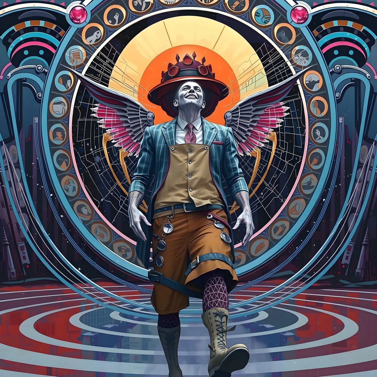 Melancholic Train in Surreal Starry Sky Digital Painting