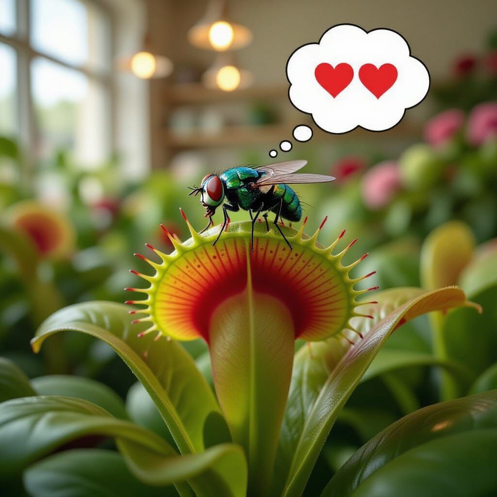 Giant Venus Flytrap in Vivid Colors at Florist Shop