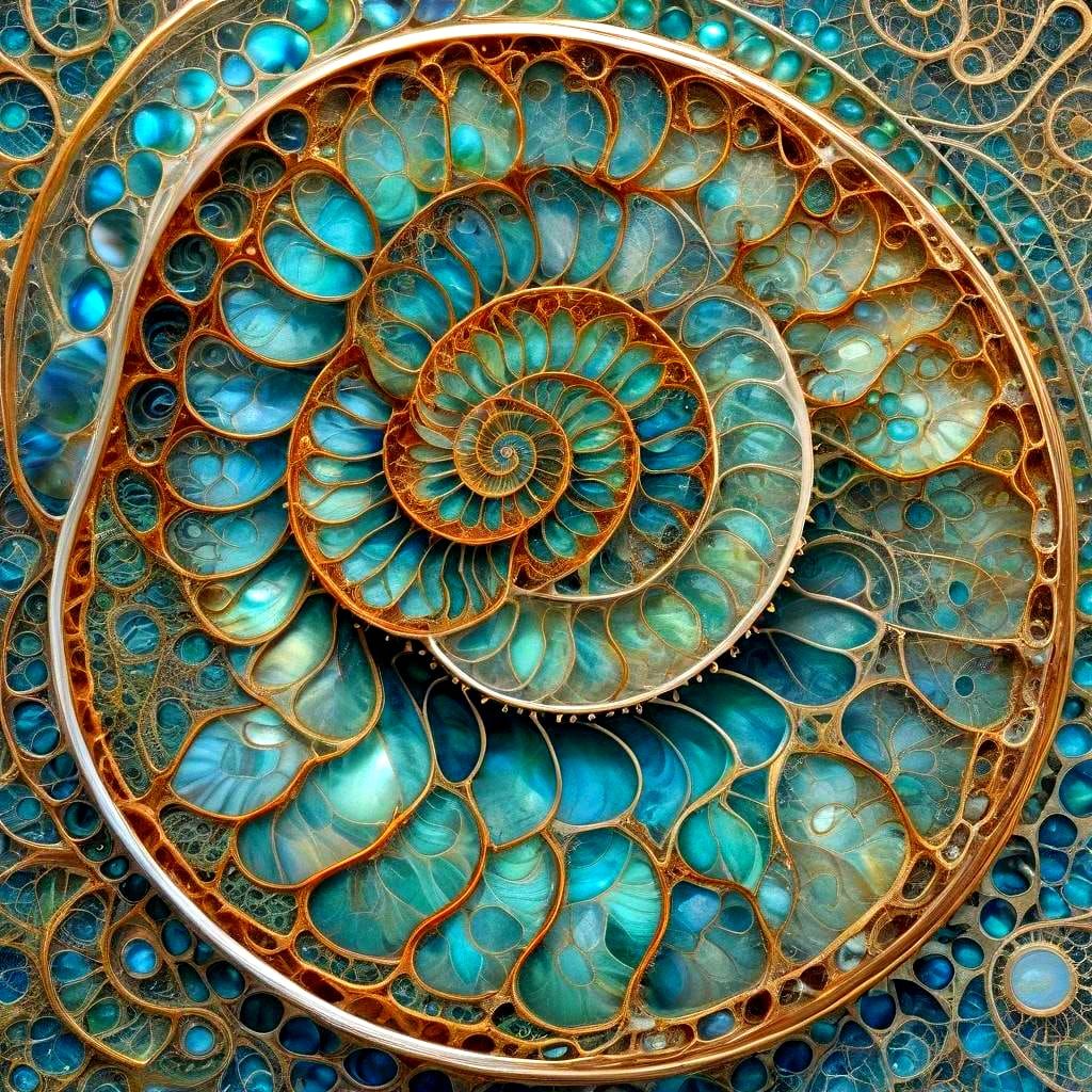 Fractals in Opalescent Ammonite Fossil Imagery