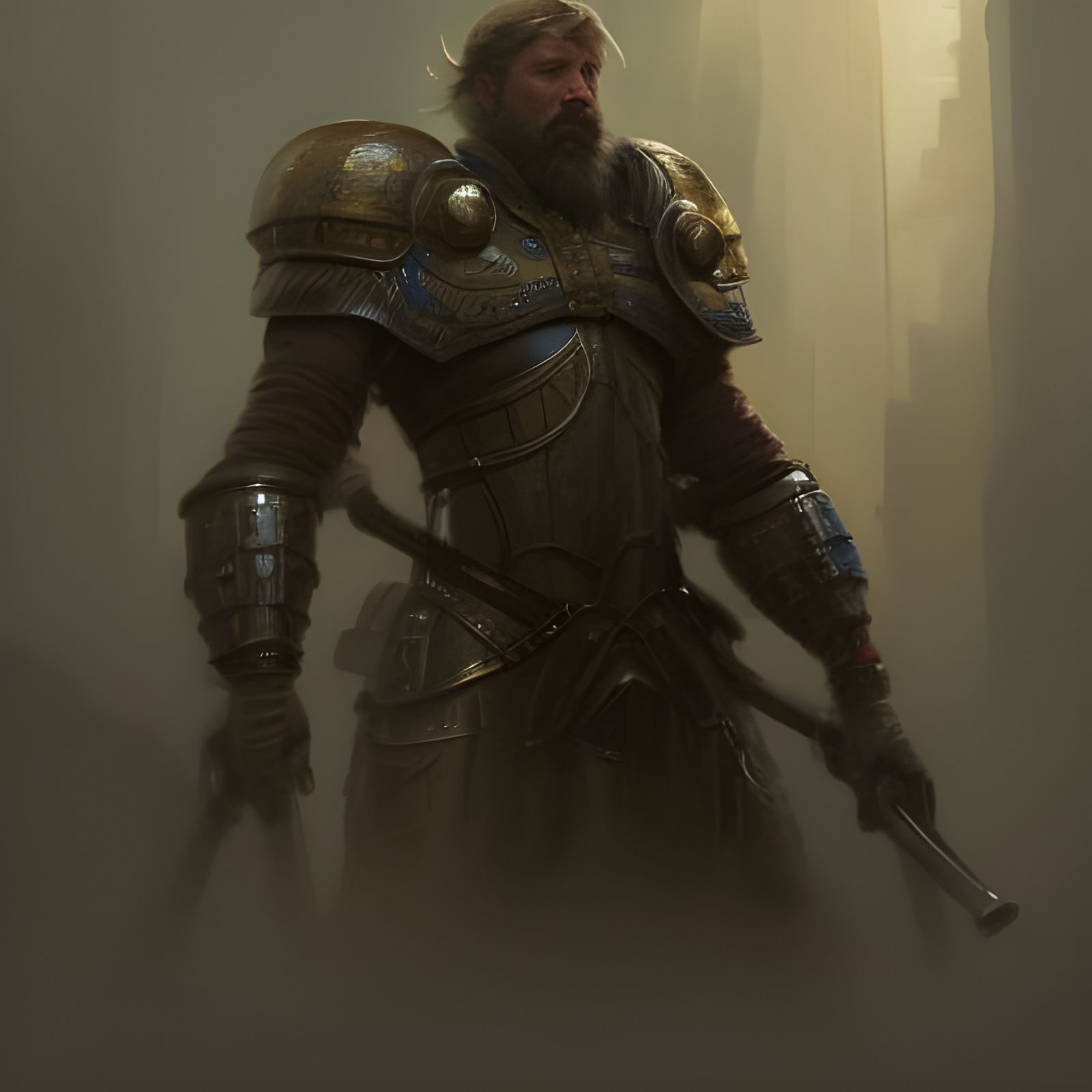 Knight Portrait with Castle Backdrop in Digital Art Style