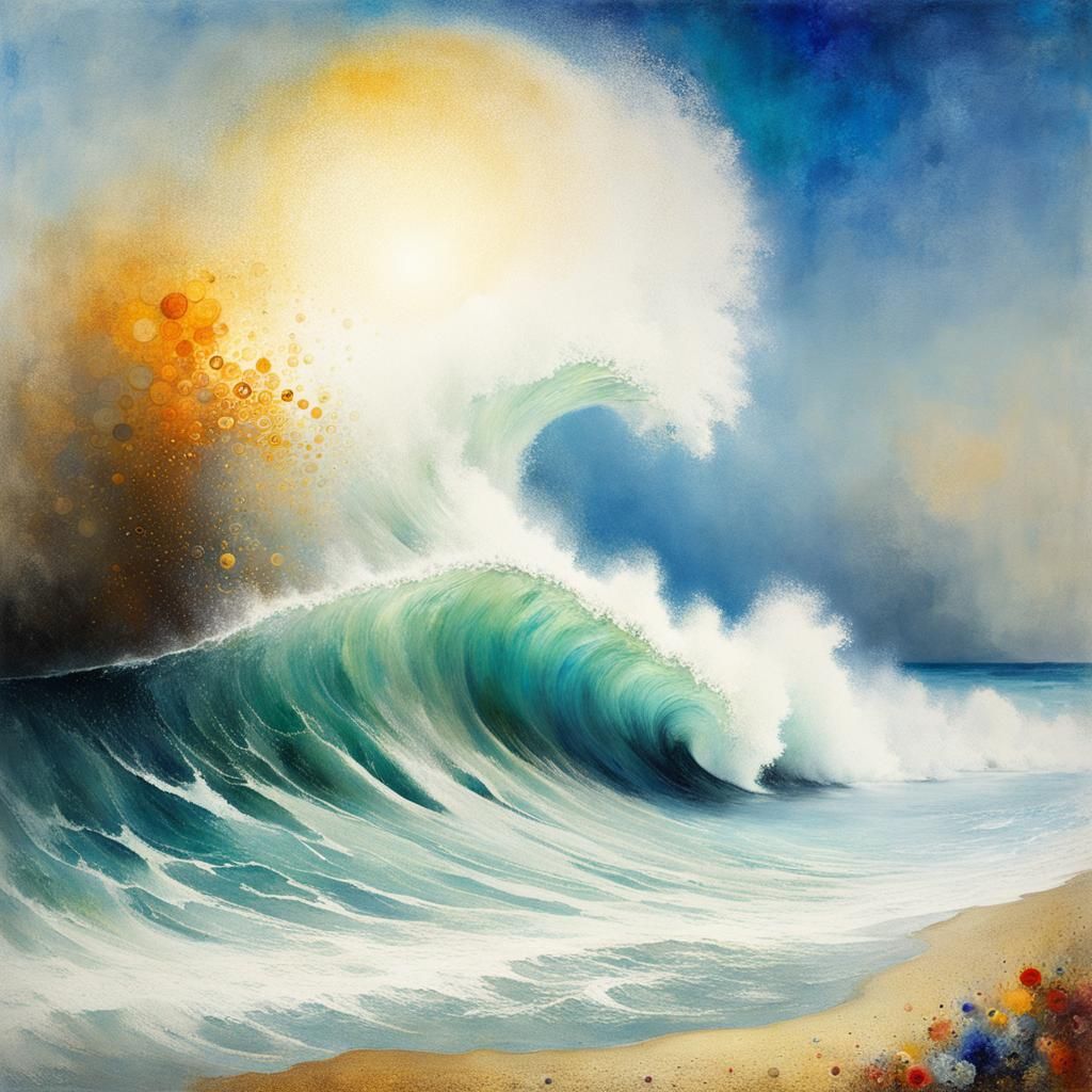 Seashore Waves: Watercolor Concept Art