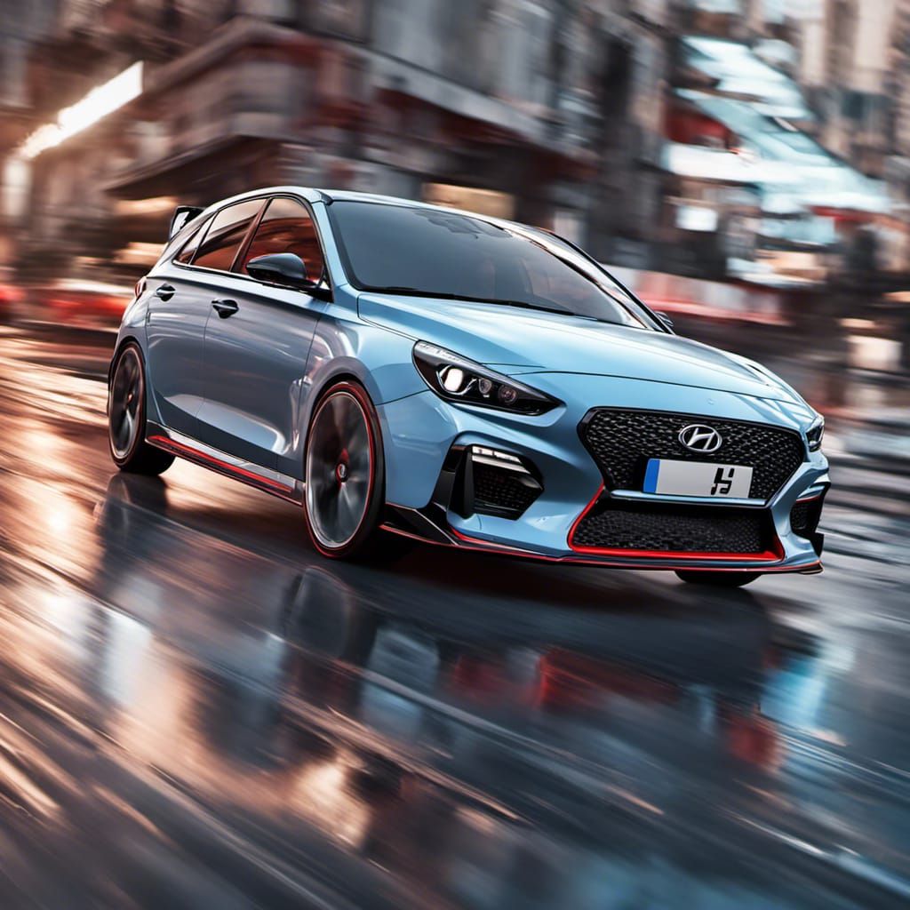 Futuristic Hyundai i30 N in Hyperrealistic Style