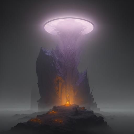 Luminescent Orb Above Barren World, Dark Fantasy Art