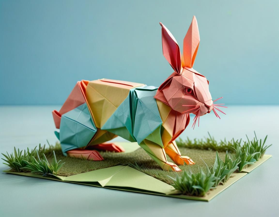 Colorful Origami Rabbit with Dynamic Lighting
