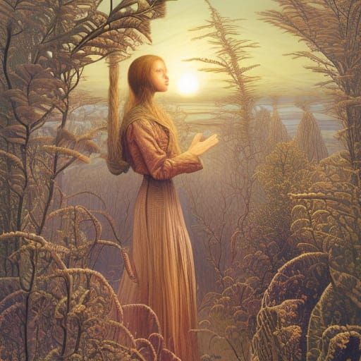 Detailed Portrait of Girl with Dendritic Elements