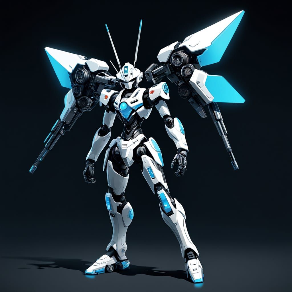 Cyberpunk Mecha in a Neon-Lit Cityscape