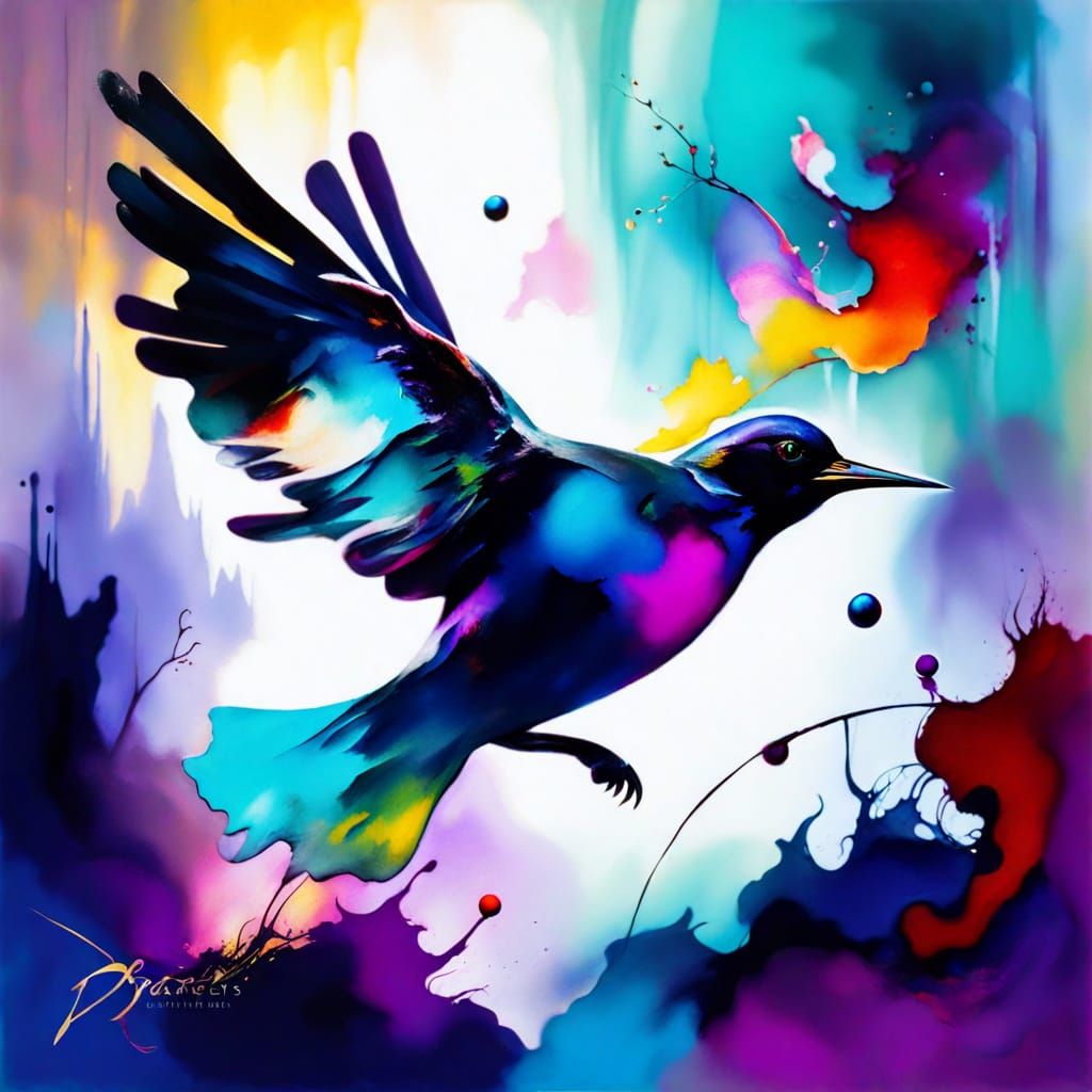 Ethereal Goddess Takes Flight in Vibrant Surrealist Dreamsca...