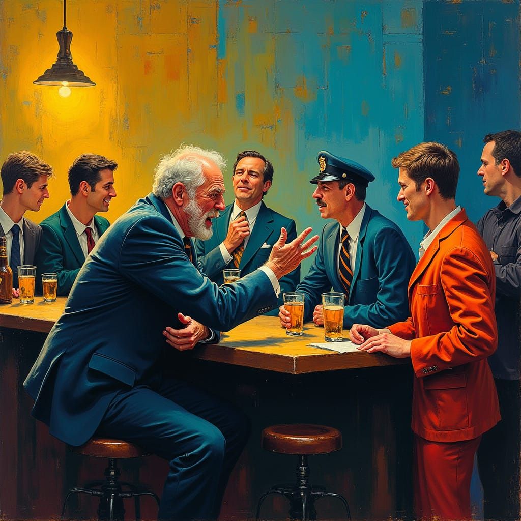 Angry Patron Collides with Bar Staff in a Kaleidoscope of Co...