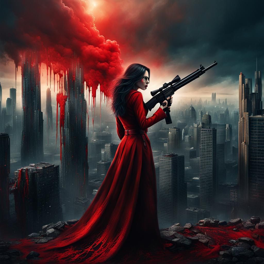 Despairing Woman in Wasteland, Matte Painting