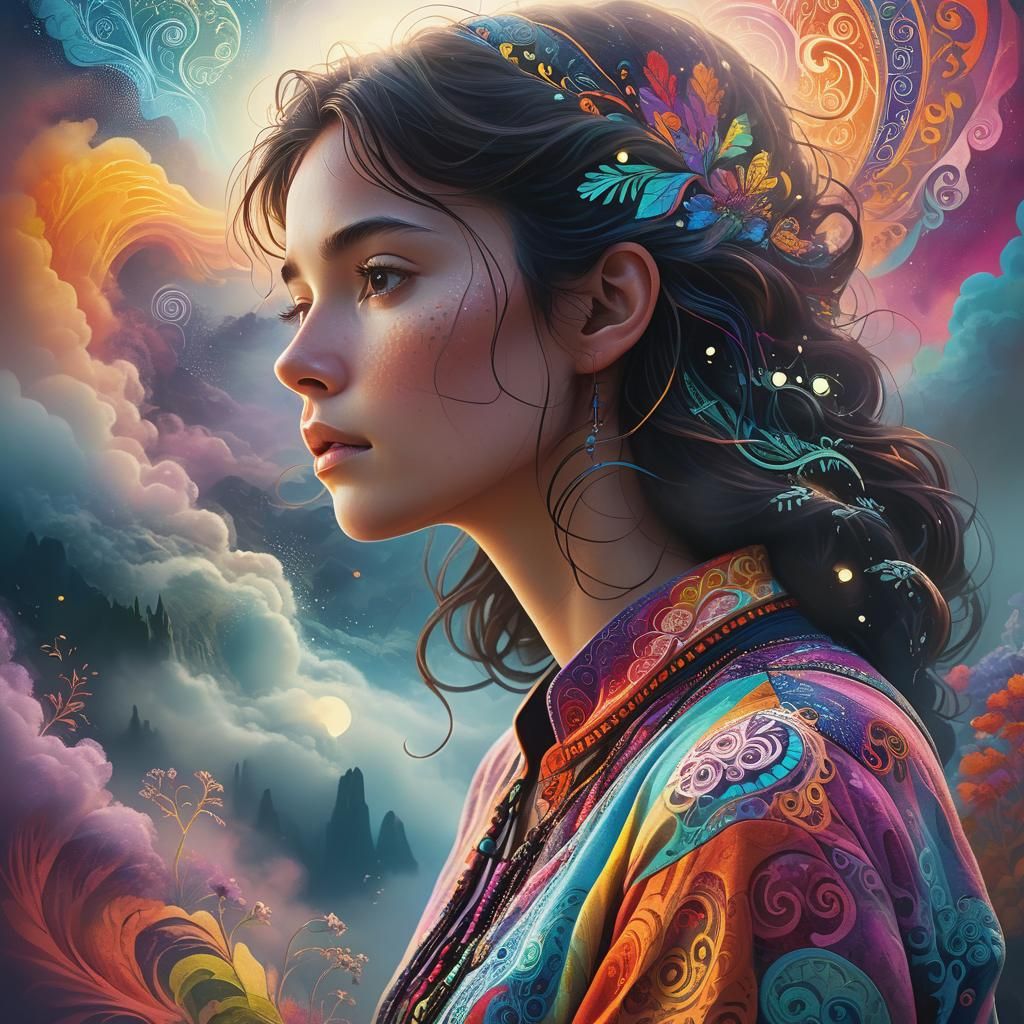 Ethereal Soul Listening to Land in Renaissance Style