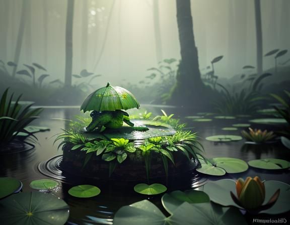 Amphibioid in Lush Environment, Cinematic Concept Art