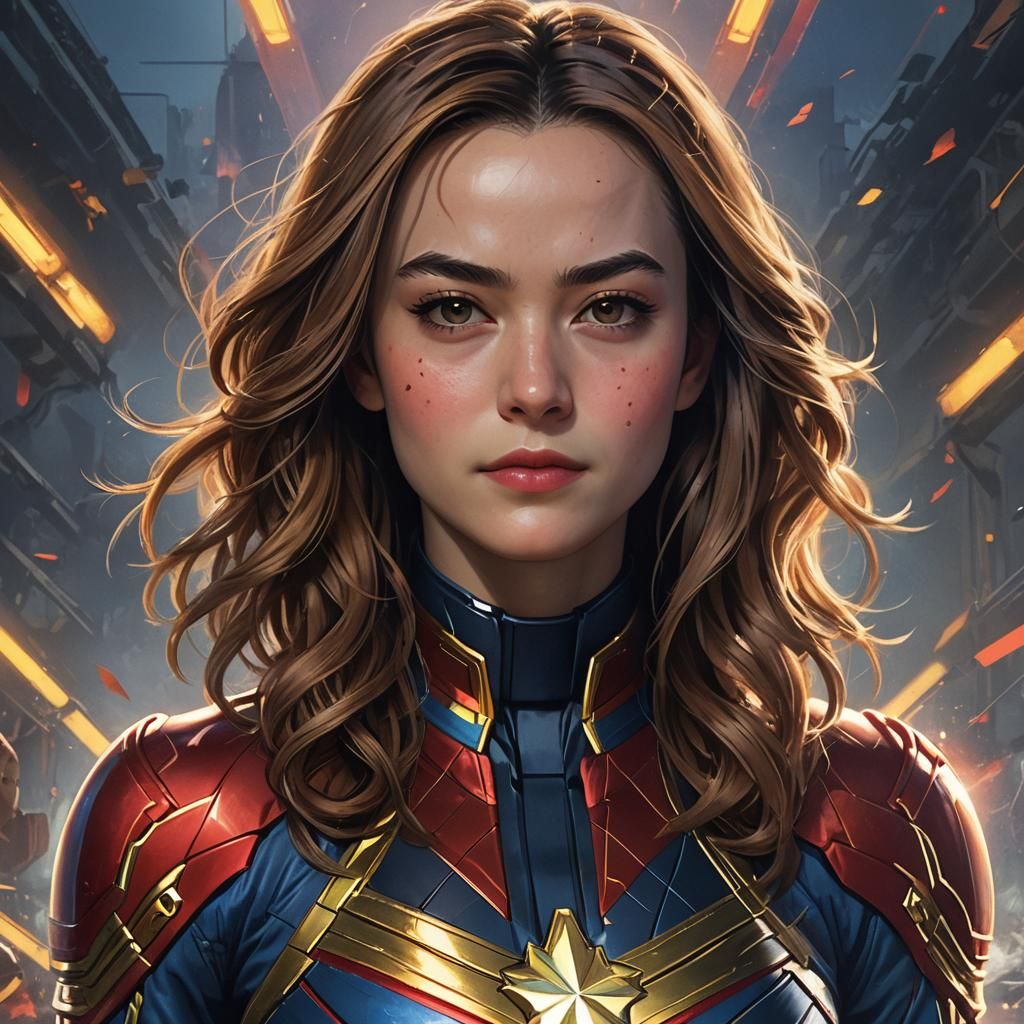 Captain Marvel Marvelpunk Portrait in Triadic Colors