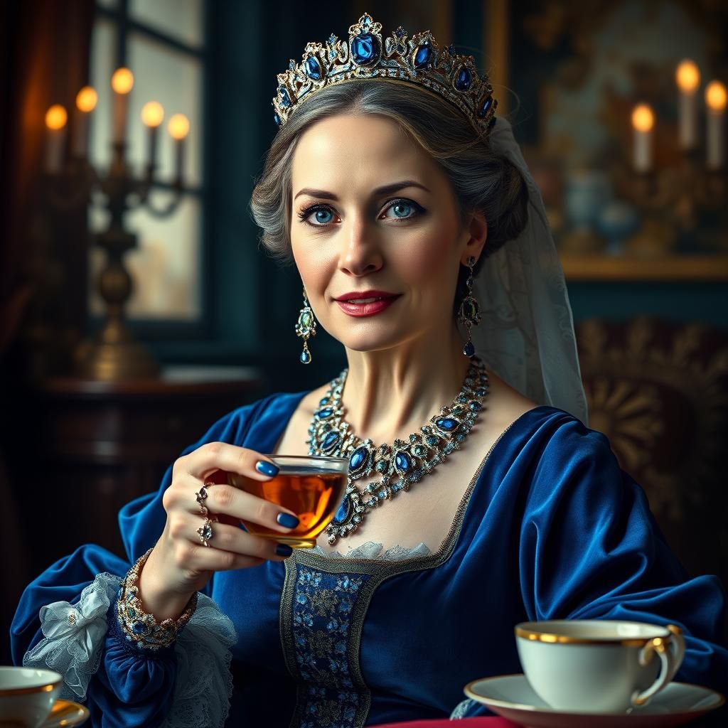 Renaissance Queen Having High Tea Portrait