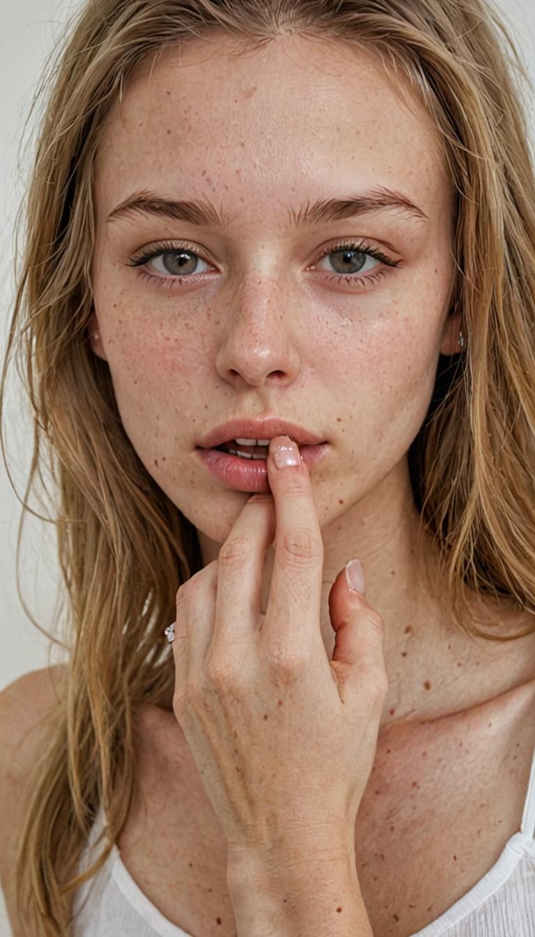 Sensual Portrait of a Swedish Girl Biting Lips