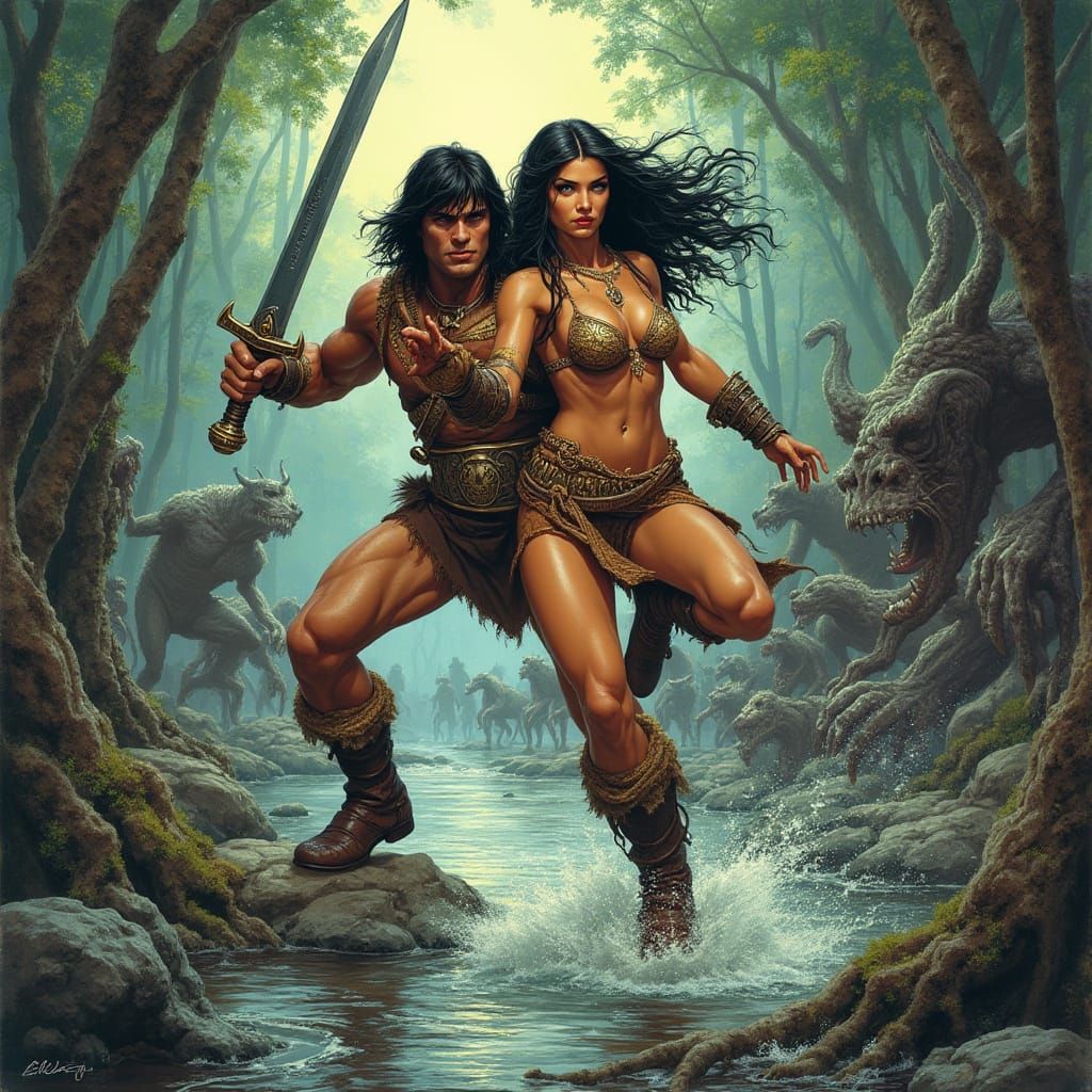 Conan Battles Demons in Treacherous Swamp