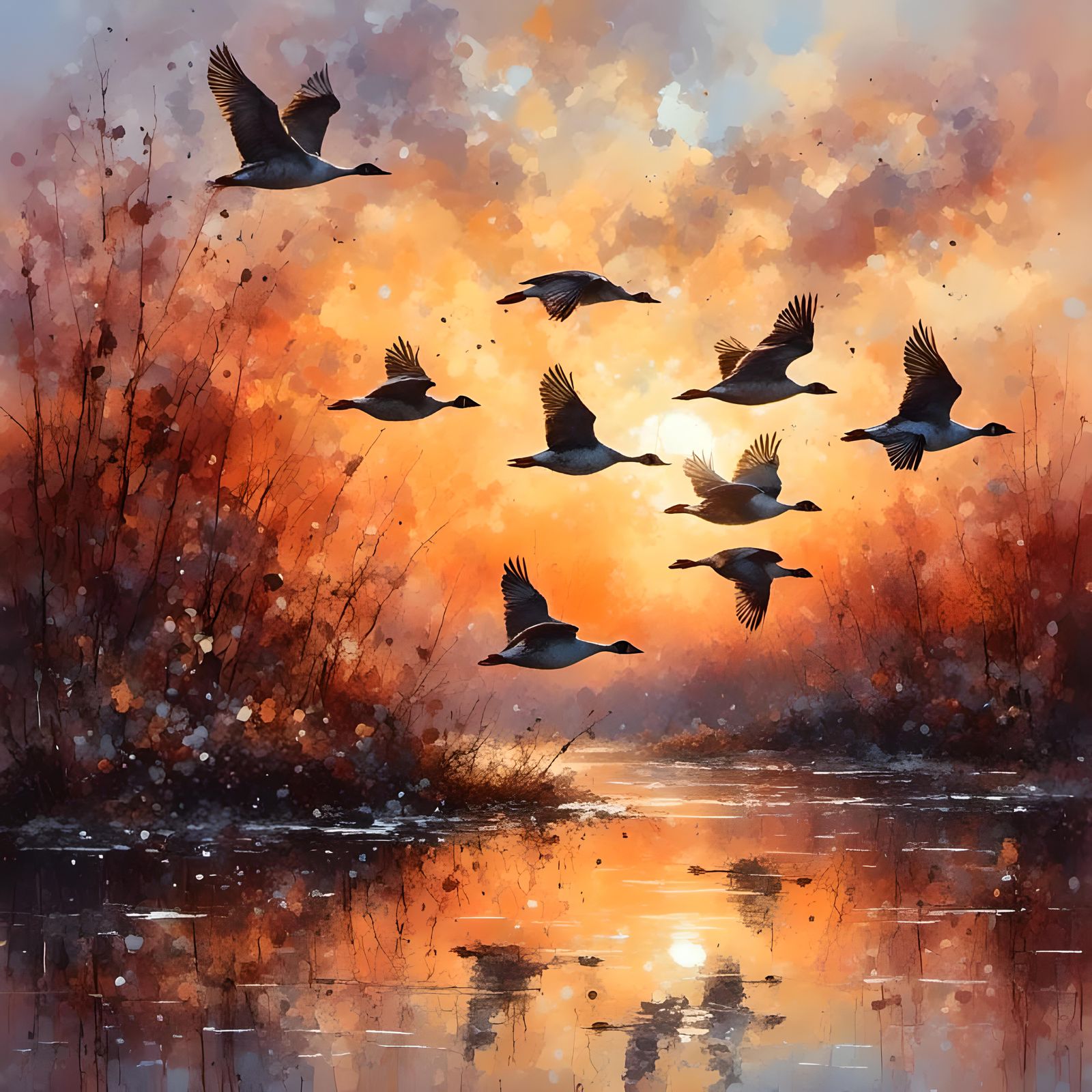 Sunset Geese