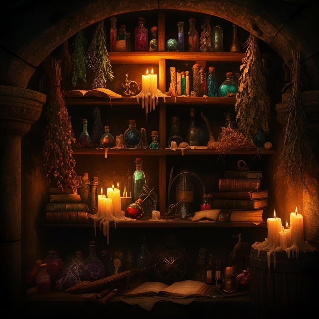 Mystical Wizard's Chamber in a Moody, Atmospheric Style