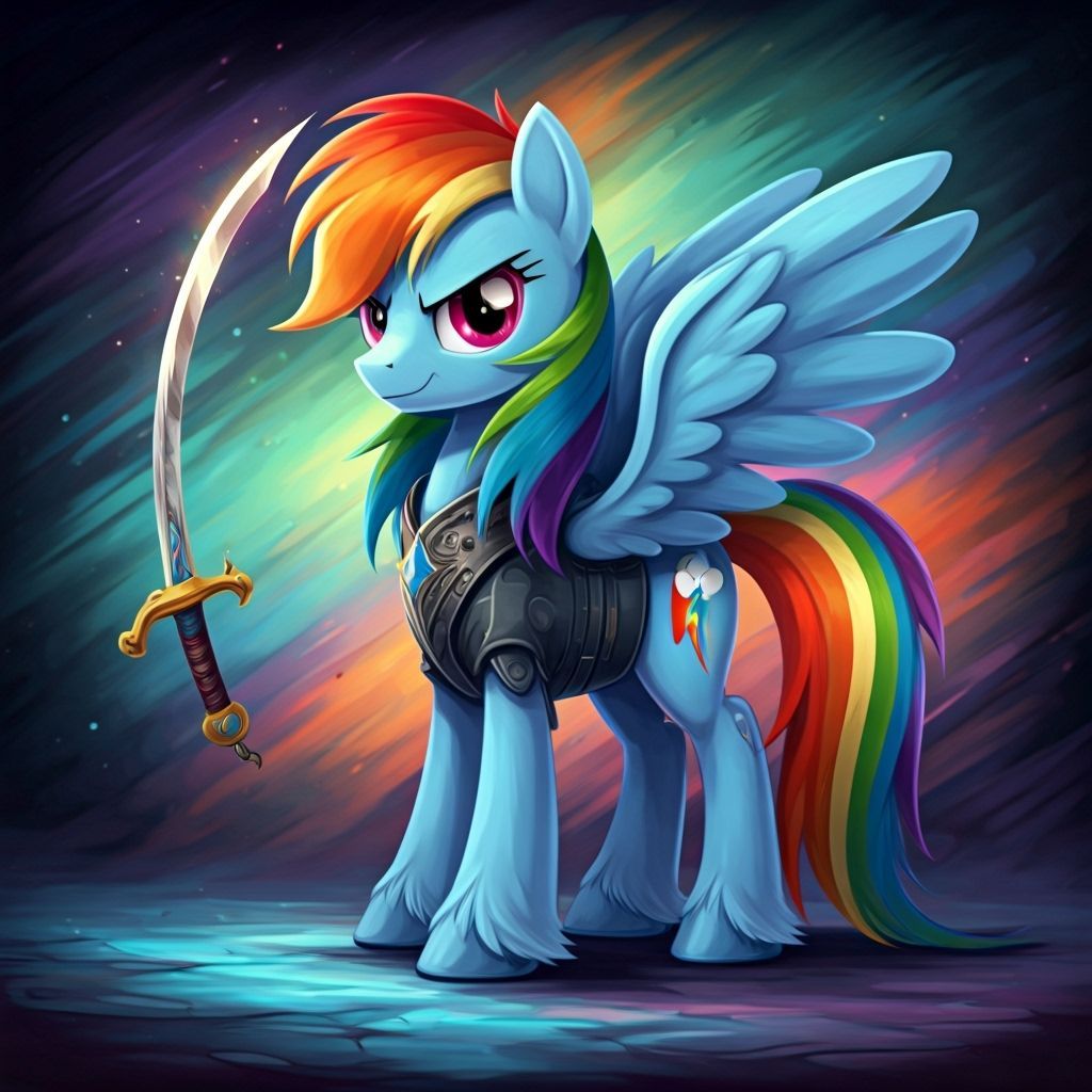 Rainbow Dash Wind Mage Knight with Scimitar