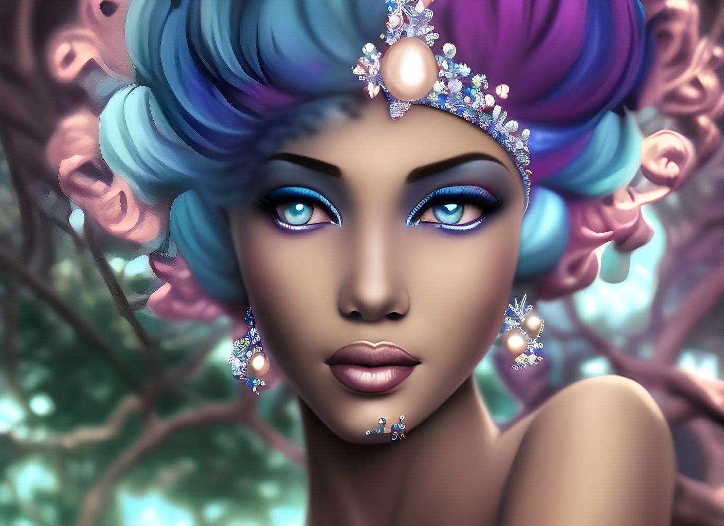 Fantasy Queen with Diamond Crown: Digital Matte Painting