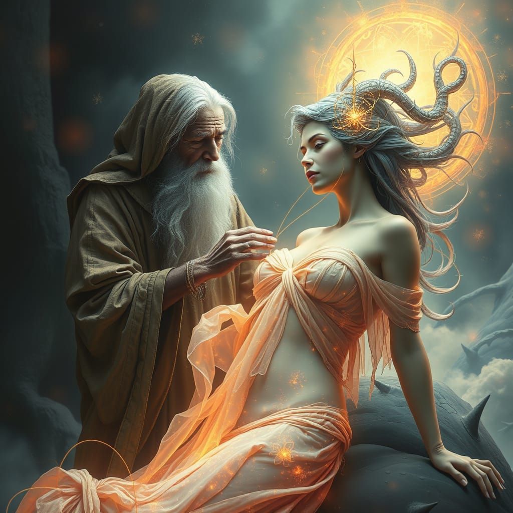 Mystical Woman Draining Life Force, Surreal Art