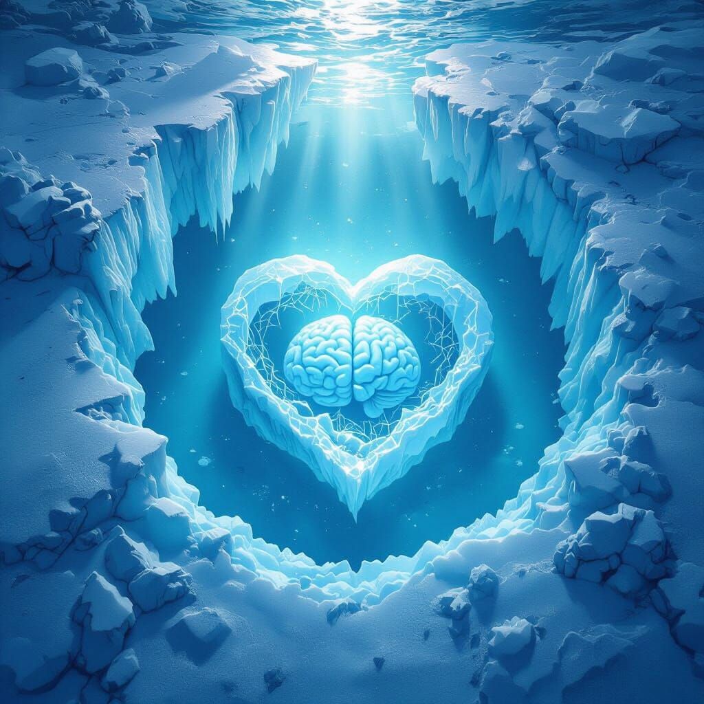 Ice Heart & Brain in Frozen Lake