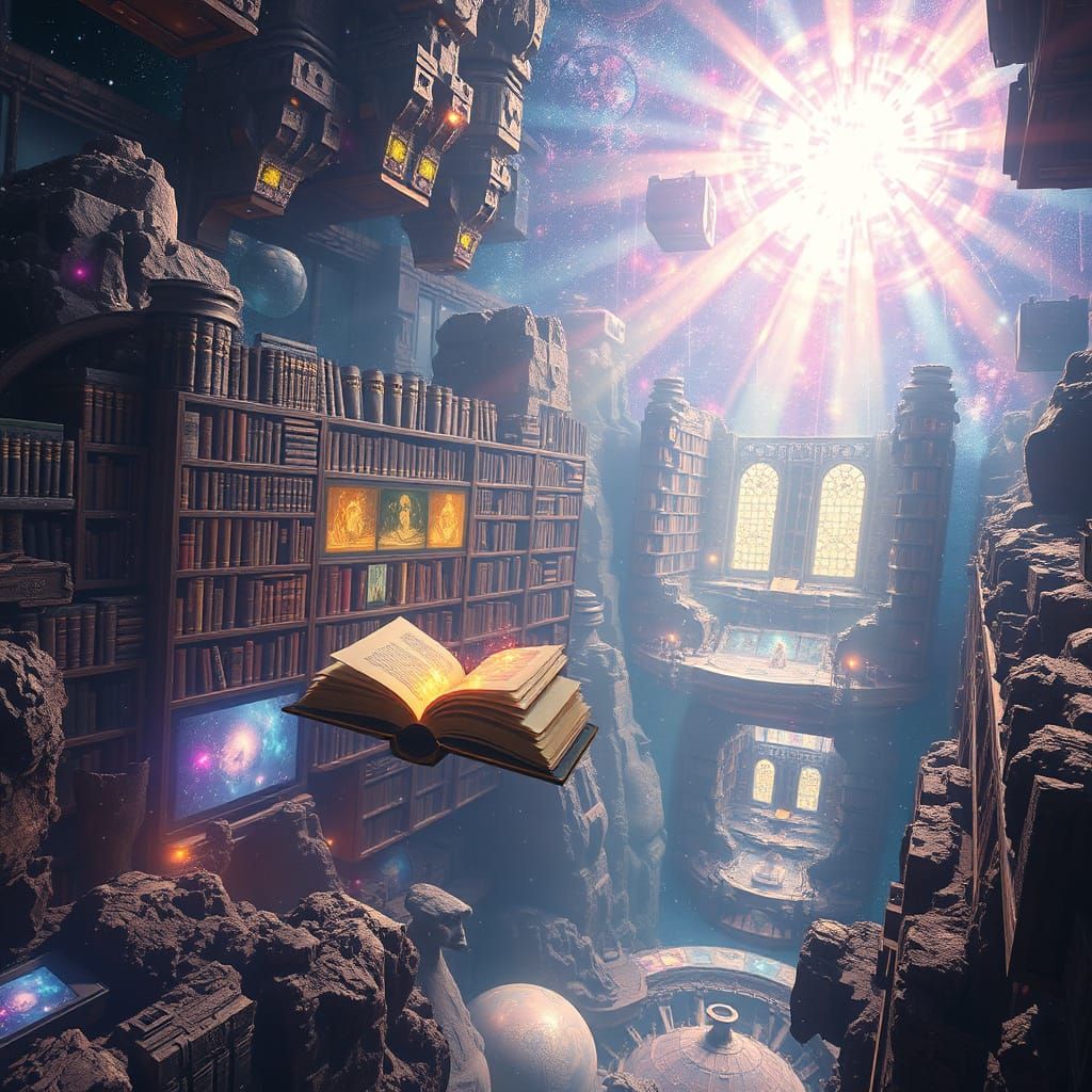 Surreal Cosmic Library of Ancient Knowledge