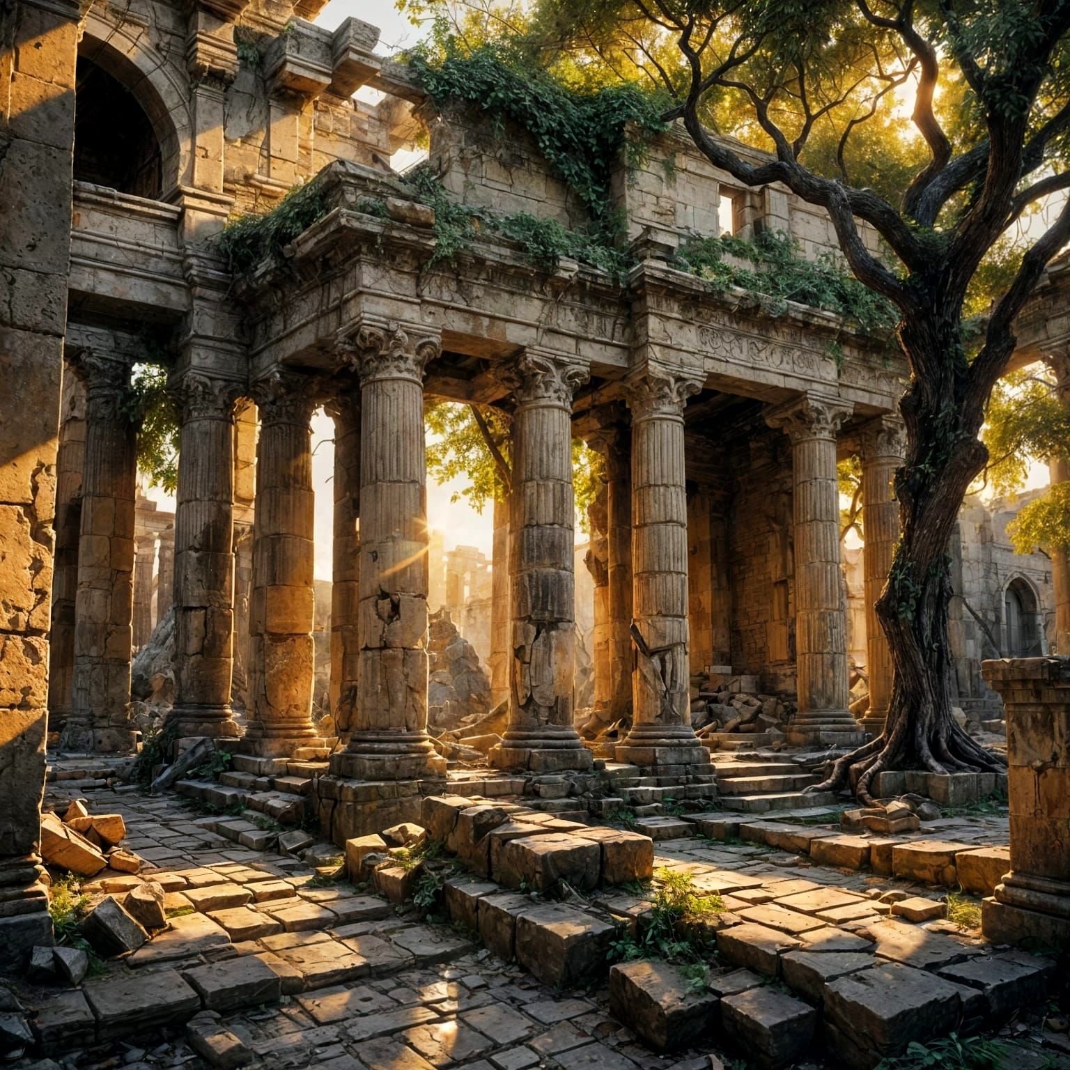 Ruined Ancient City Sunset