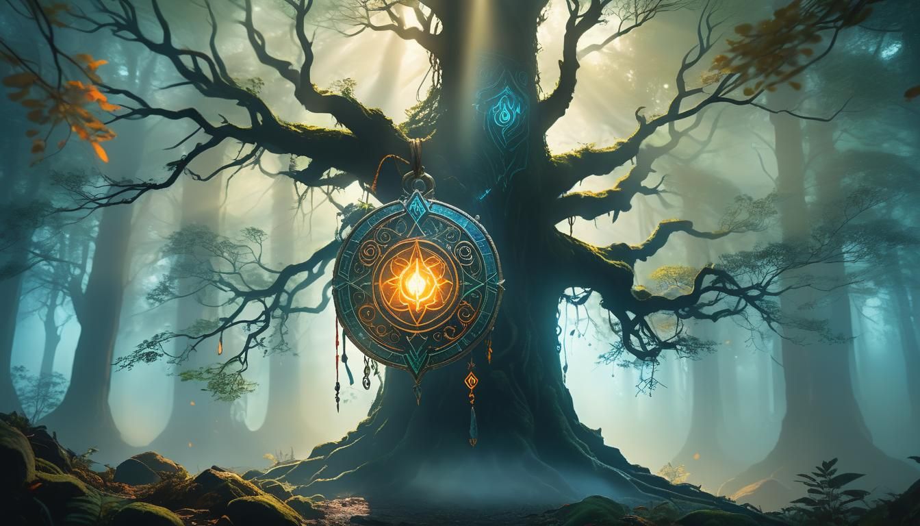 Epic Fantasy Talisman Concept Art in Mystical Forest