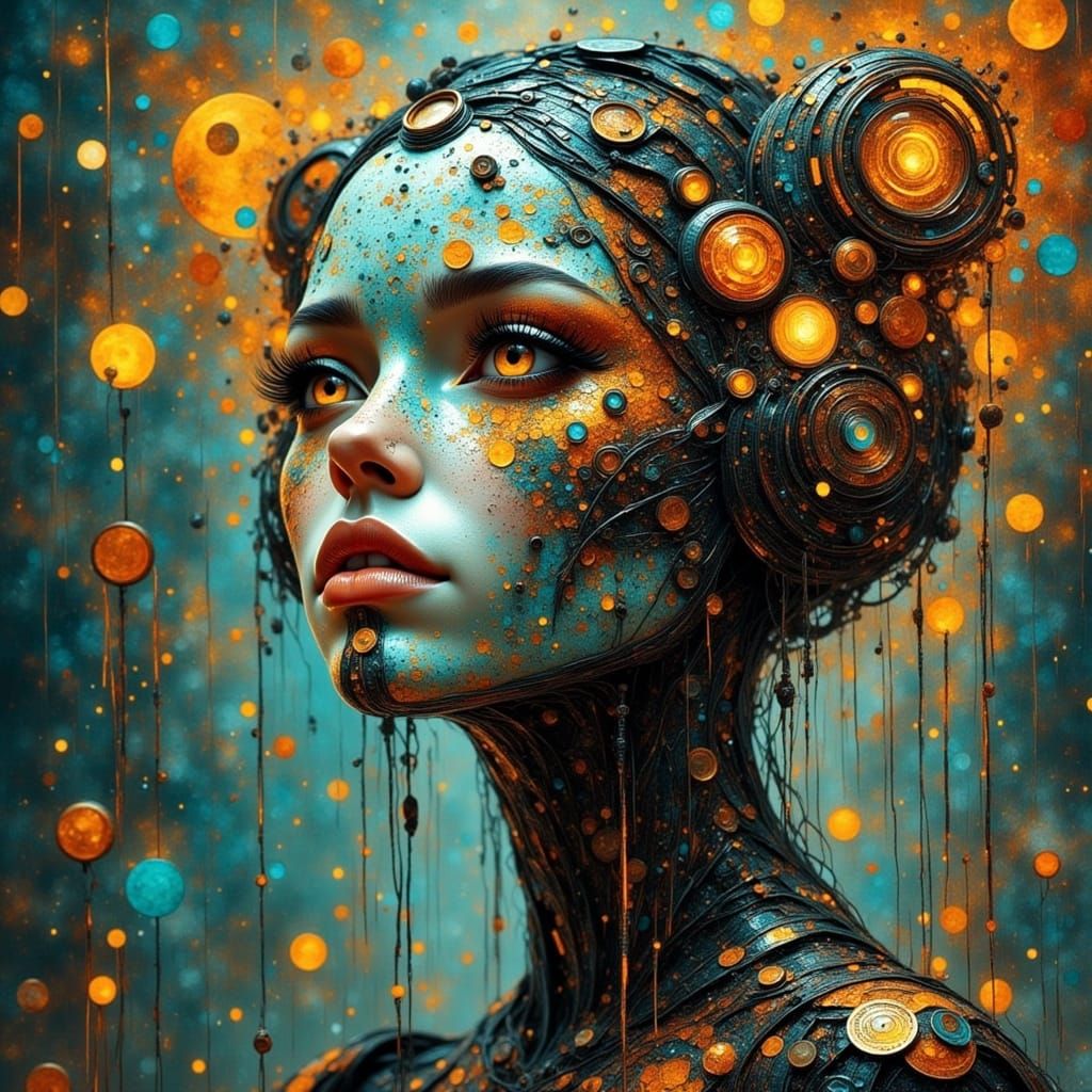 Beautiful Cyborg with Painterly Diamond Aesthetic