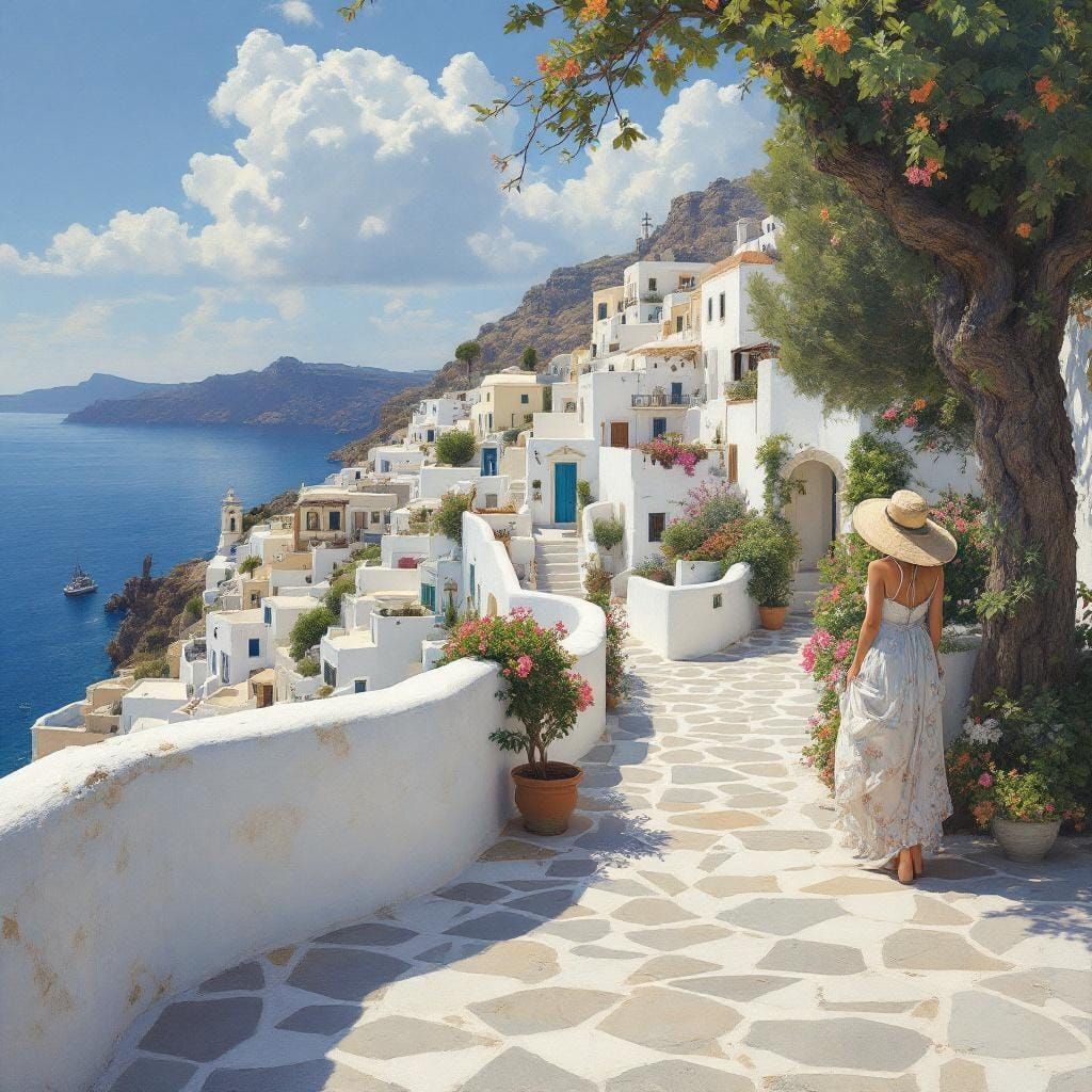 Greek Village Promenade in Academic Style