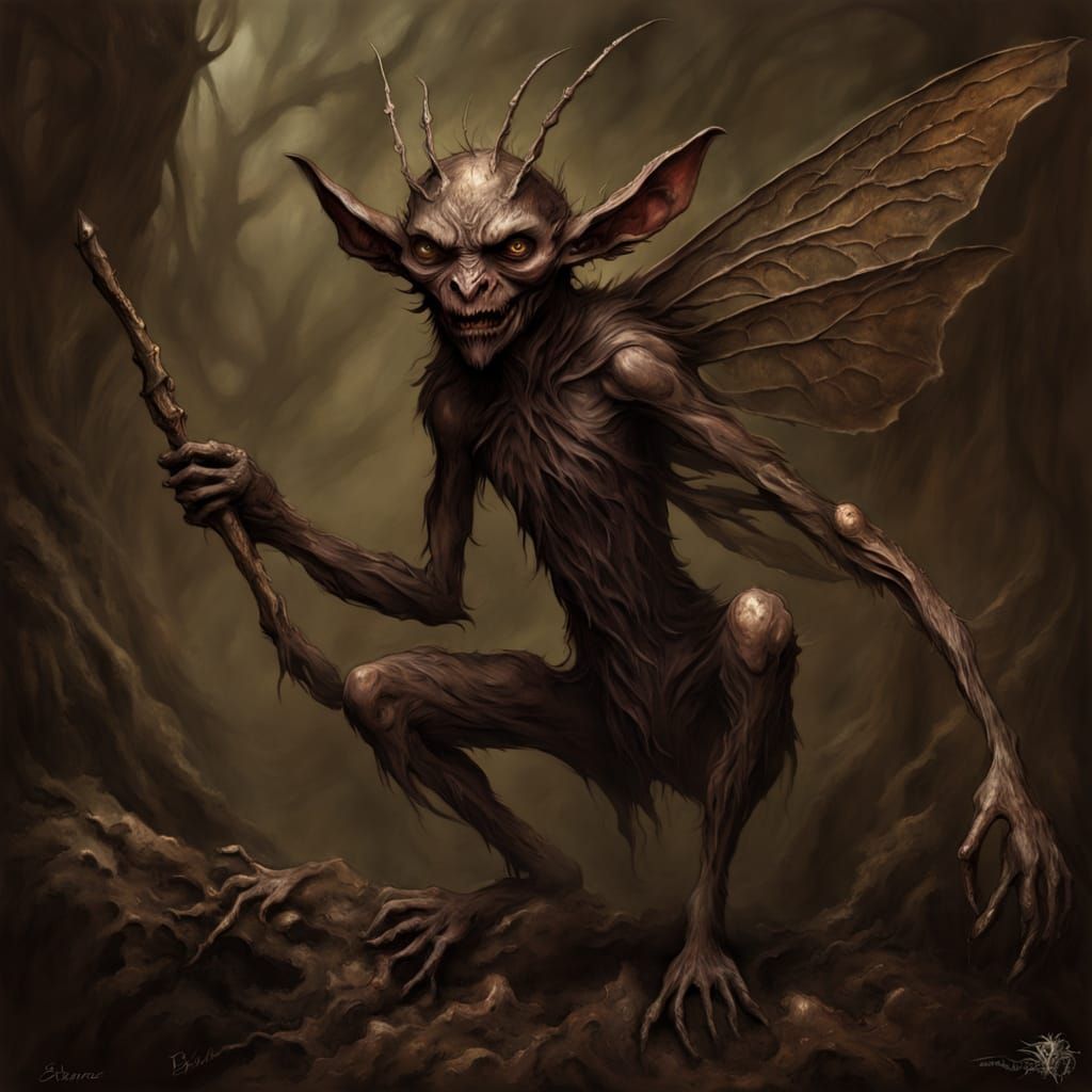 Evil Goblin Fae Rot Spirit Painting