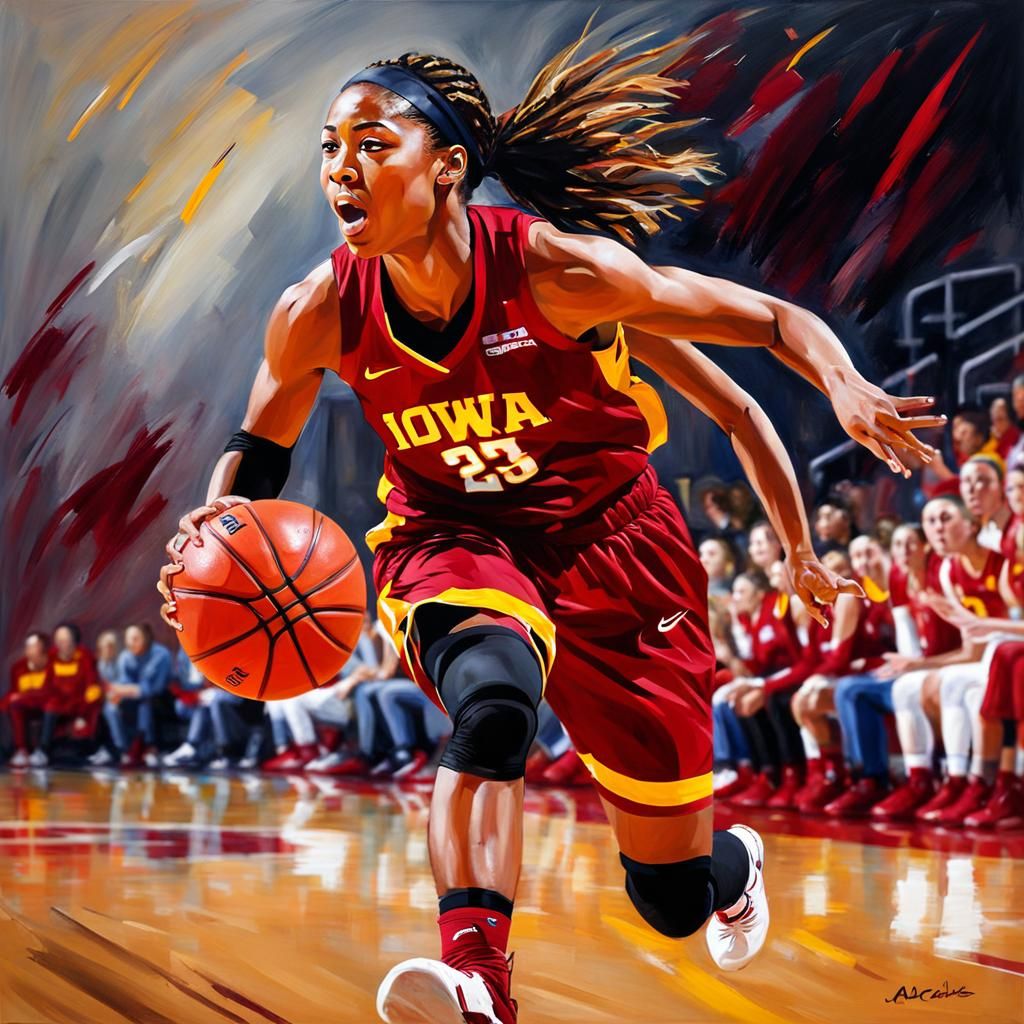 Emotional College Basketball Player as Action Painting