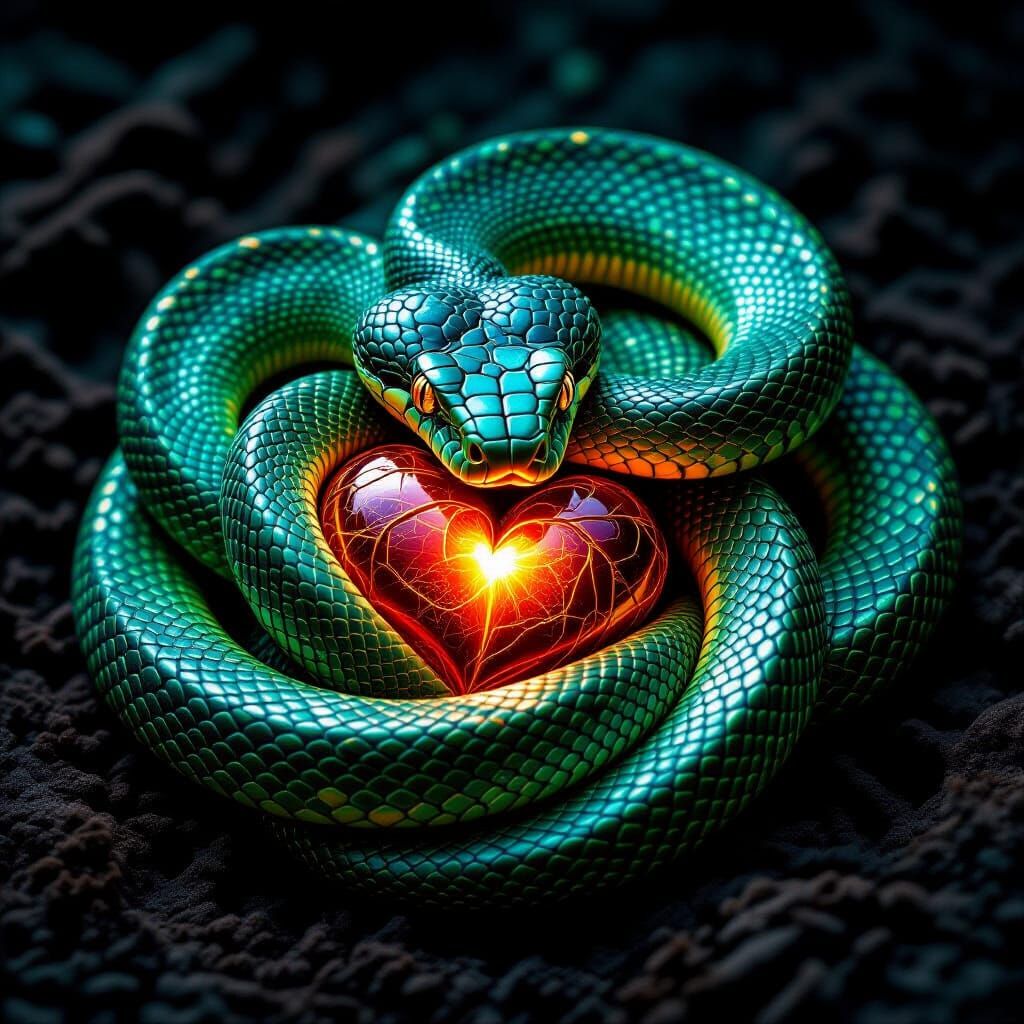 Venomous Viper Coiled Around Human Heart