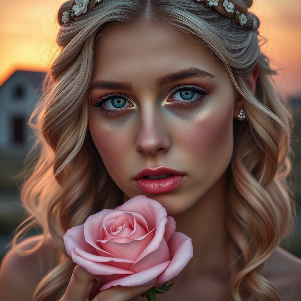 Ultra-Photorealistic Portrait of a Young Woman in Emotional ...