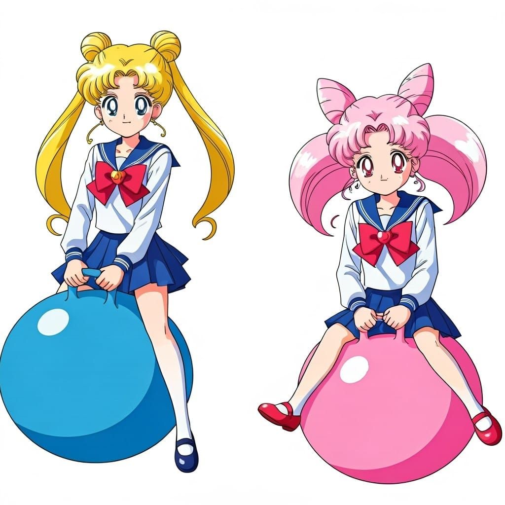 Sailor Moon Characters in Comedic School Outfits on Vibrant ...