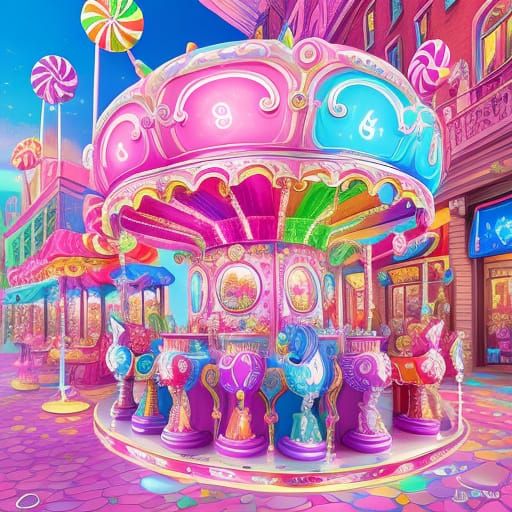 Whimsical Candy Carousel Digital Art