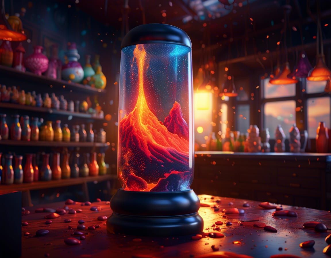 Fantastical Lava Lamp Shop in Detailed Matte Painting