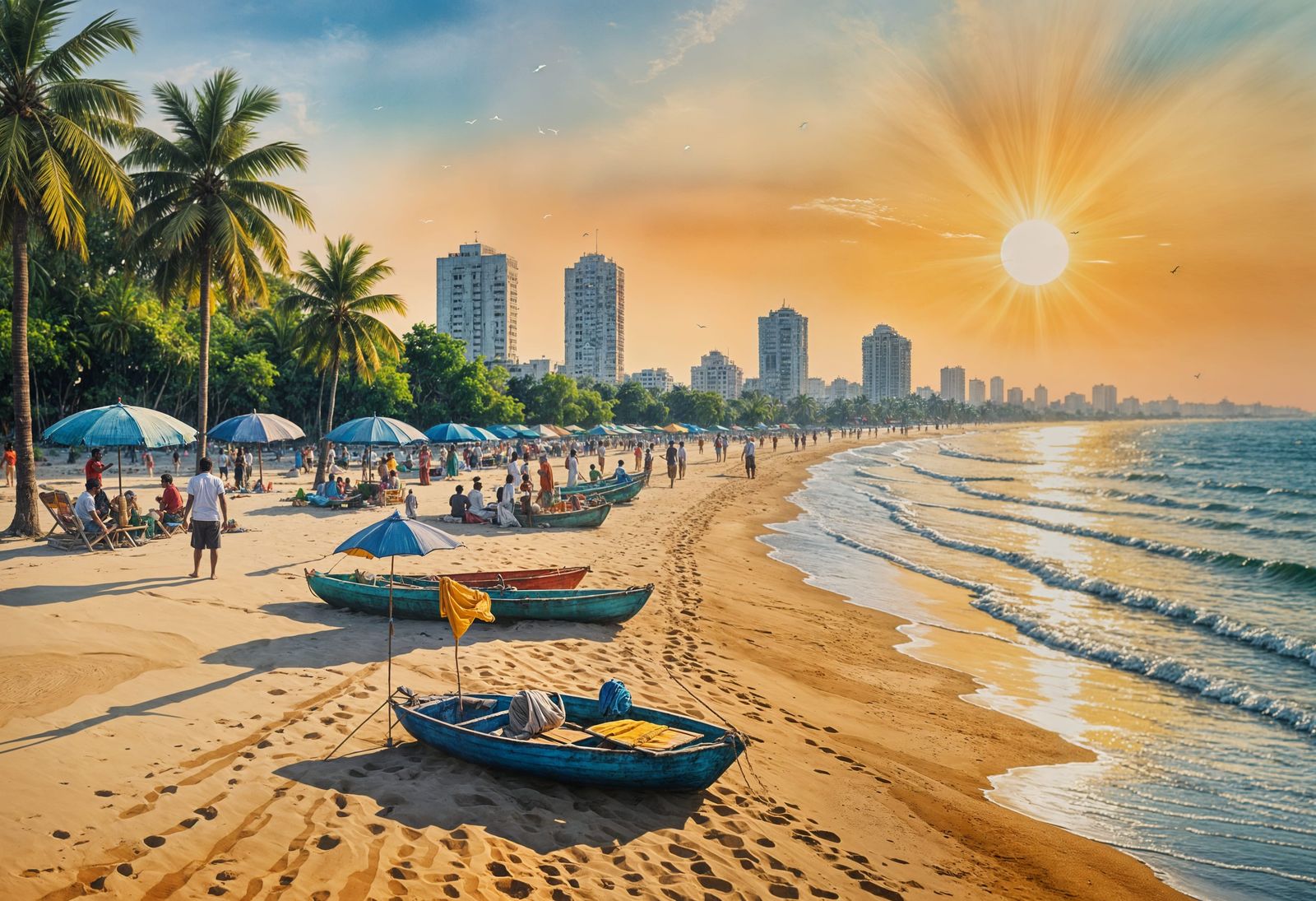 Golden Hour Cityscape at Thiruvanmiyur Beach