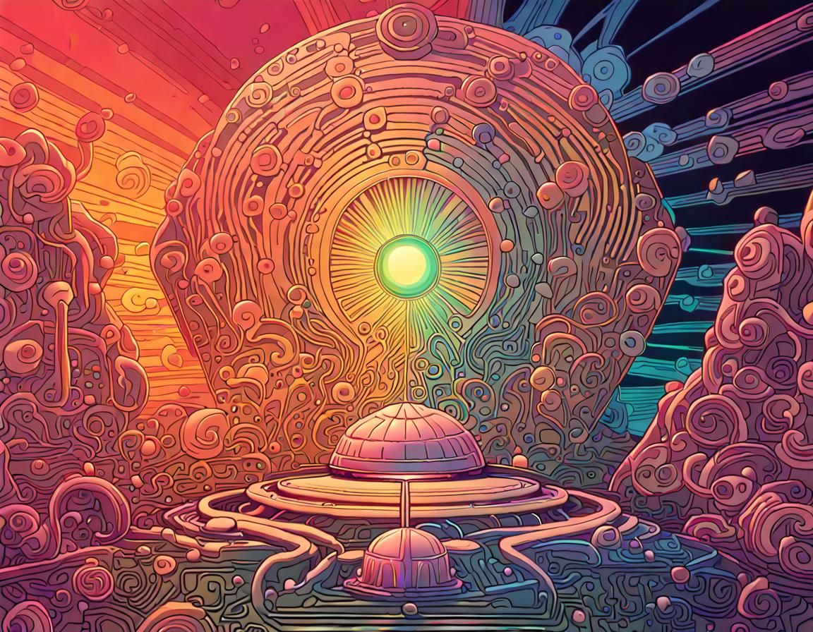Psychedelic Art Deco 'Shine On' Digital Illustration