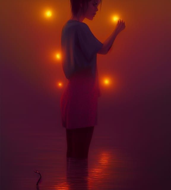 Fireflies Over Bayou: Atmospheric Digital Art