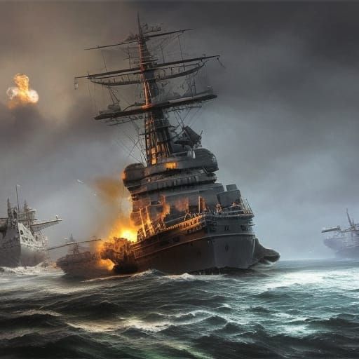 Intense Naval Battle of Modern Warships