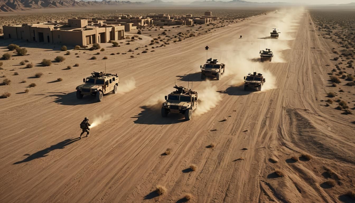 US Marines Charge in Afghanistan: Hyper-Realistic Photograph