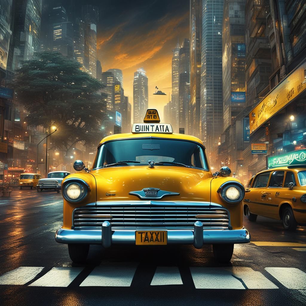 Futuristic Electric Taxi in São Paulo: Digital Art